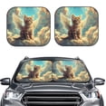 thumbnail image 1 of Picia Sunshine Cloud Cute Cat 2 Piece Car Windshield Sun Shade Foldable | Foldable Sun Shield for Front Window Blocks UV Rays and Keeps Your Vehicle Cool-Large, 1 of 7