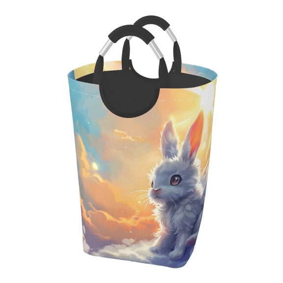 Picia Sunshine Colorful Cloud Rabbit Laundry Basket With Handles Laundry Hamper Toys Storage Organizer Foldable Bucket Washing Bin Dirty Clothes Bag For Home Bathroom Bedroom Dorm