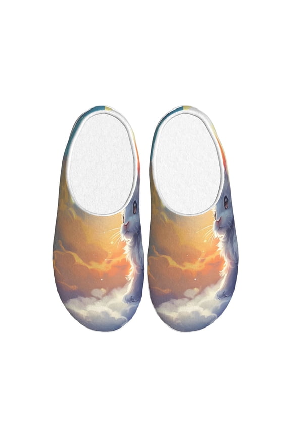 Sunshine Colorful Cloud Rabbit for Women's Lamb-hug Comfy Fleece House Slippers Memory Foam, Slip-on House Shoes Indoor Outdoor-37/38