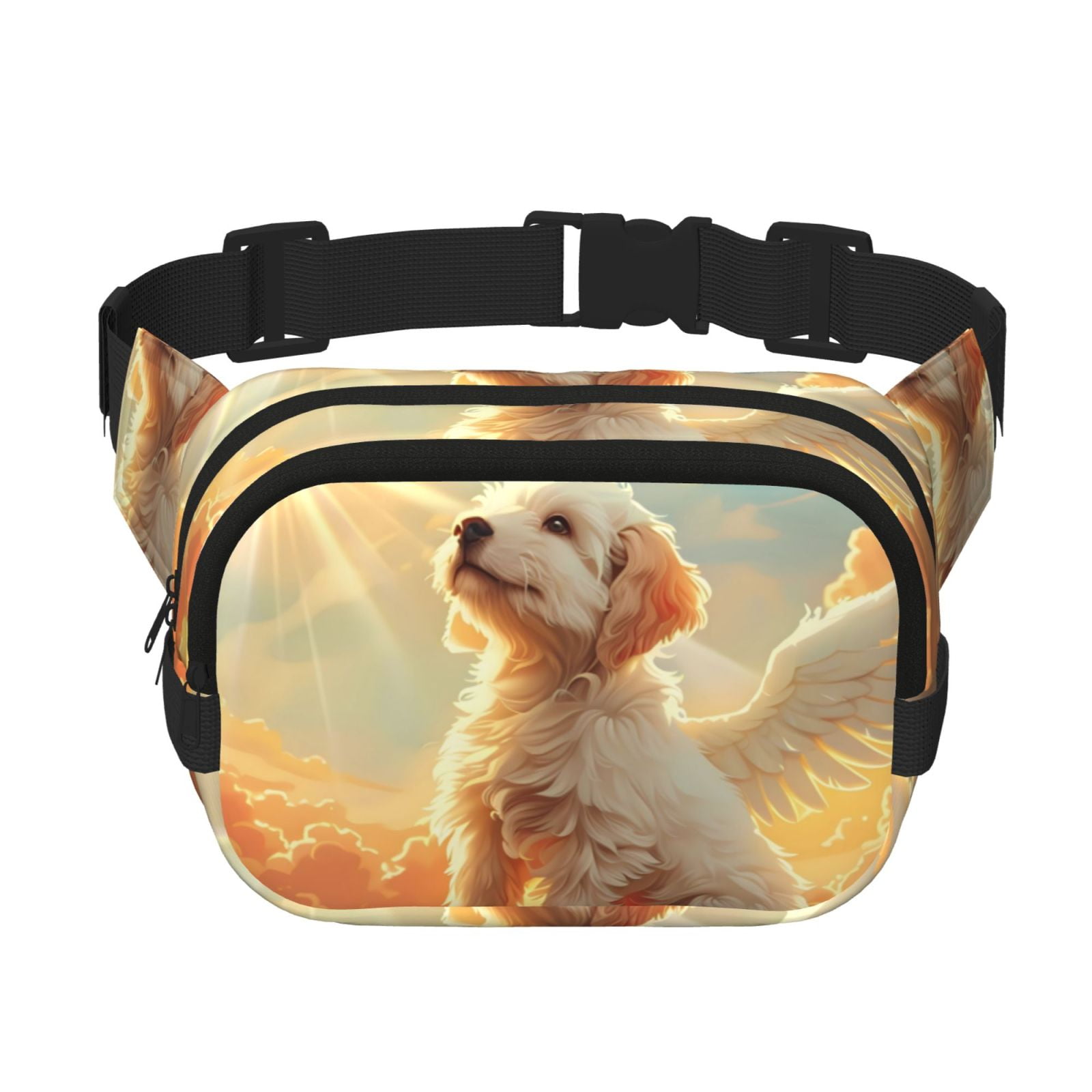 Picia Sunshine Golden Cloud Dog Print Square Double-Layer Waist Bag Mini Adjustable Waist Belt Bag Exercise Running Travel Hiking