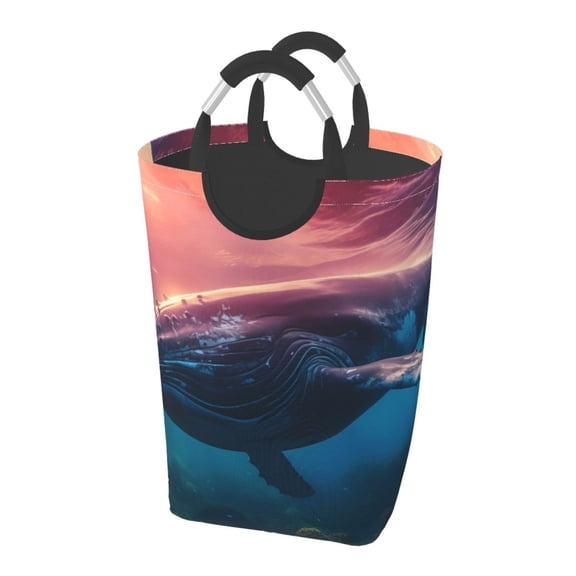 Picia Sunshine Ocean Whale Laundry Basket With Handles Laundry Hamper Toys Storage Organizer Foldable Bucket Washing Bin Dirty Clothes Bag For Home Bathroom Bedroom Dorm