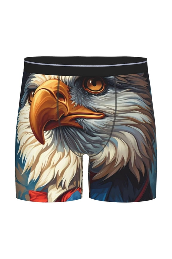 Surreal Bald Eagle Gentleman Pattern Men's Athletic Long Leg Briefs , Performance Stretch Underwear,Moisture-Wicking