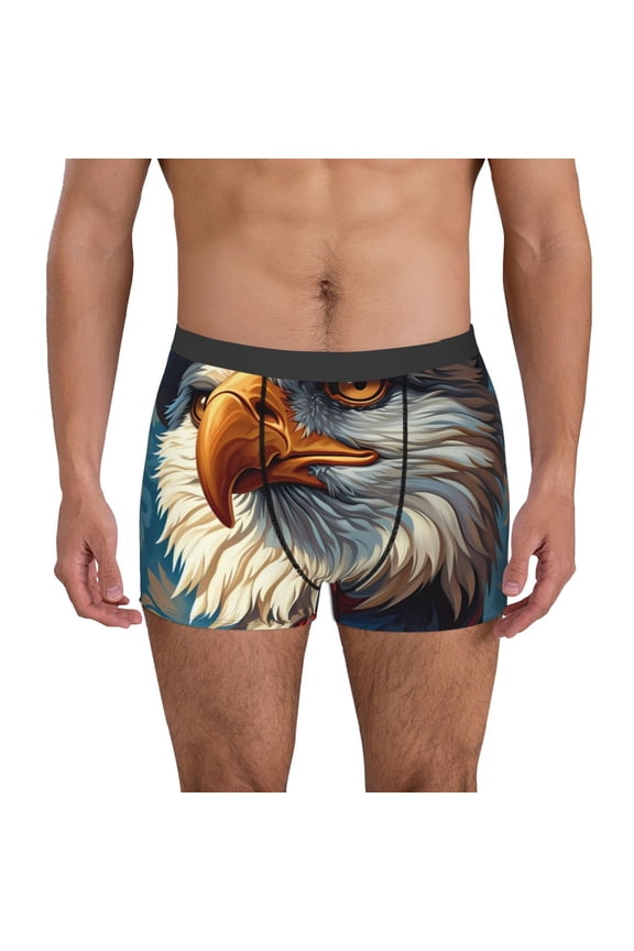 Surreal Bald Eagle Gentleman Pattern Men’s Boxer Briefs – Soft & Breathable Underwear, Stretchy & Comfortable Fit, Supportive Pouch Design, Moisture-Wicking-Small
