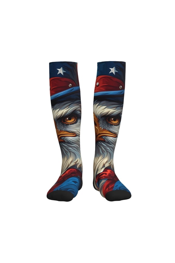 Surreal Bald Eagle Gentleman Printed Sports Compression Socks - 15-20mmHg Graduated Compression, High-Performance Soft and Breathable Socks for Men and Women