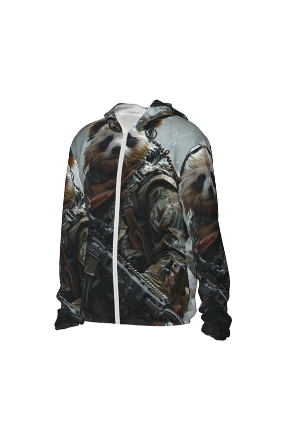 Surreal Panda Warrior Women's Men's UPF 50+ Sun Protection Hoodie Shirt Long Sleeve SPF Fishing Outdoor UV Hiking Lightweight Shirts-Large