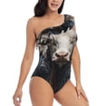 thumbnail image 1 of Picia Surrealist Cow Pattern Women's One Piece Swimsuits,One Shoulder Swimwear Asymmetric ,Ruffle Monokinis Bathing Suits,High Waisted Flattering Bathing Suits-Large, 1 of 8