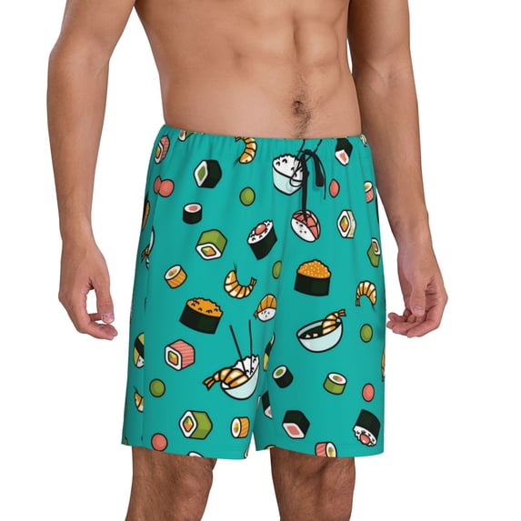 Picia Sushi Pajama Shorts for Men, Men's Pajama Bottoms, Sleepwear,Short Pajama Pants-X-Large