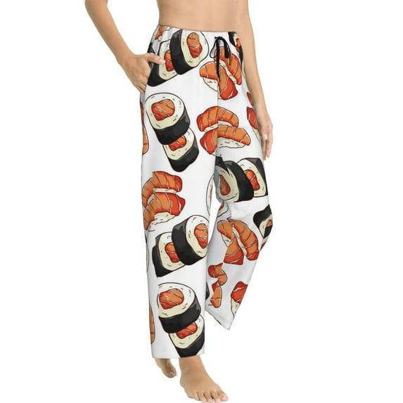 Picia Sushi Roll Womens Soft Woven Cotton Elastic Waistband Sleep Pajama Pant Lounge Sleep Pant With Pockets And Drawstring-Large