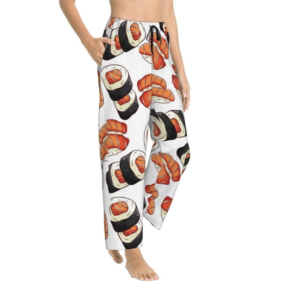 Picia Sushi Roll Womens Soft Woven Cotton Elastic Waistband Sleep Pajama Pant Lounge Sleep Pant With Pockets And Drawstring-Medium
