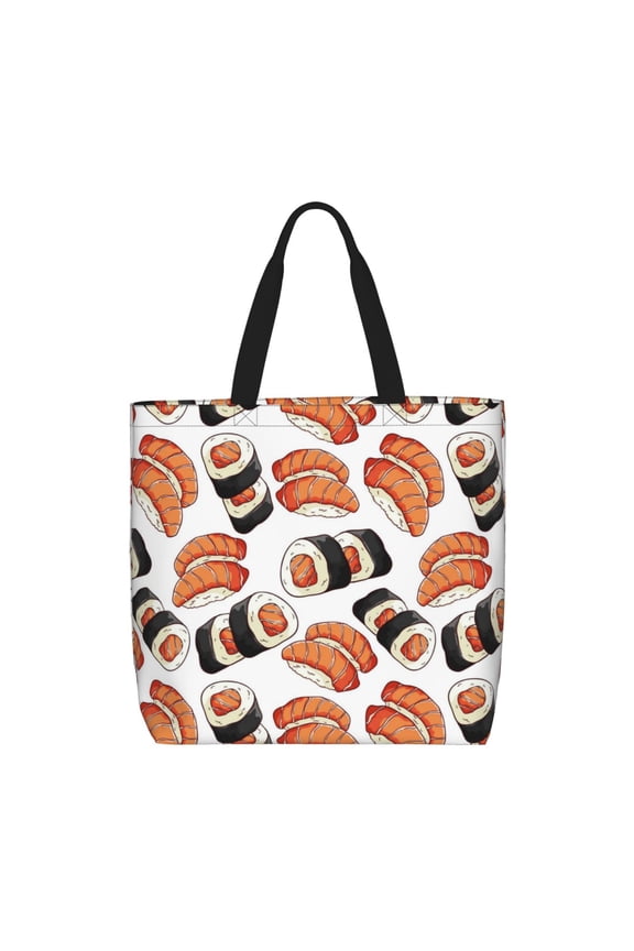 Sushi Roll for Tote Bag for Women with Zipper, Gym Tote with Compartments, Laptop Work Tote Nurse Dance Yoga Bag for Sport, Travel
