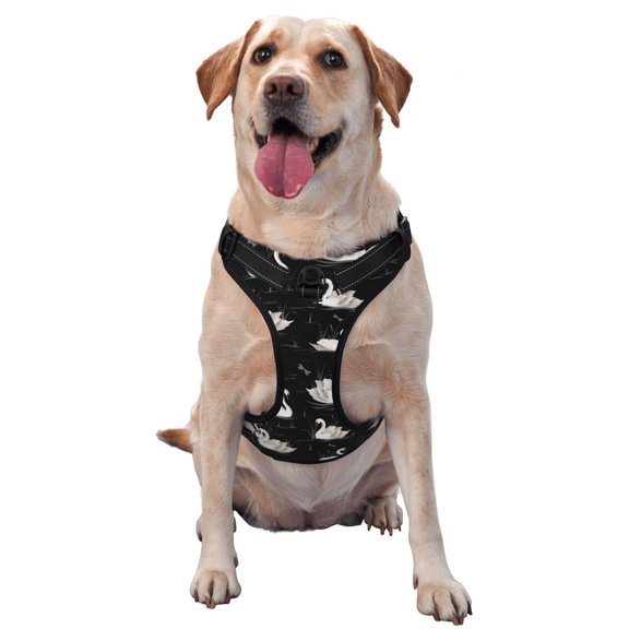 Picia Swan And Dragonflies No-Pull Dog Harness Reflective Front Clip Vest with Handle,Step-in Air Dog Harness,Adjustable 2 Metal Rings 4 Buckles,Easy to Put on & Take Off Large