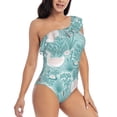 thumbnail image 1 of Picia Swan And Flowers4 Pattern Women's One Piece Swimsuits,One Shoulder Swimwear Asymmetric ,Ruffle Monokinis Bathing Suits,High Waisted Flattering Bathing Suits-Small, 1 of 8