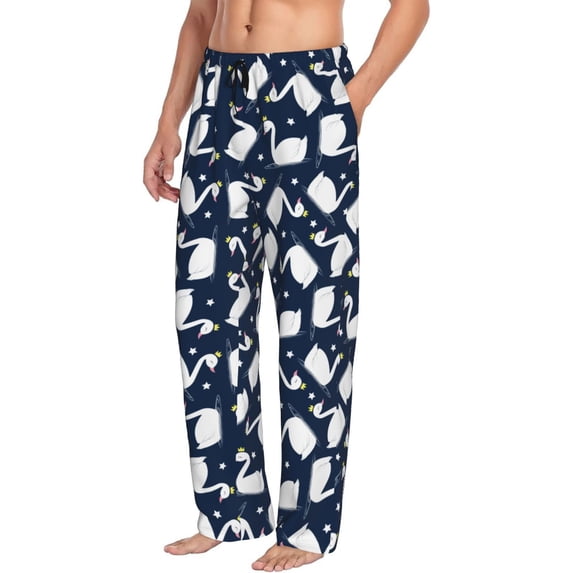 Picia Swan Mens Soft Woven Cotton Elastic Waistband Sleep Pajama Pant Lounge Sleep Pant With Pockets And Drawstring-XX-Large
