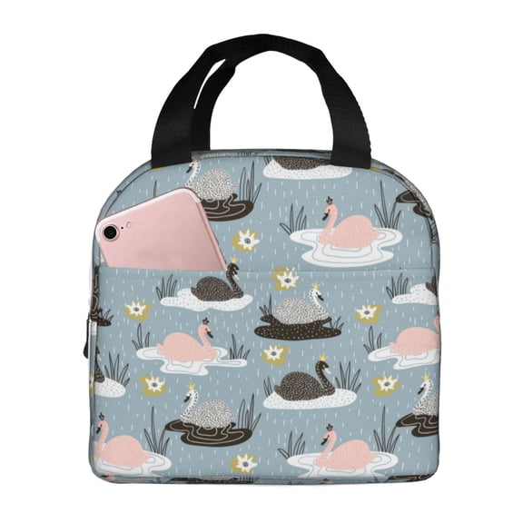 Picia Swan Princess On Lake Printed Lunch box Lunch bag for Men Women Large Capacity Lunchbox Reusable Lunch Bags Insulated Lunch Bag Lunch Box Cooler