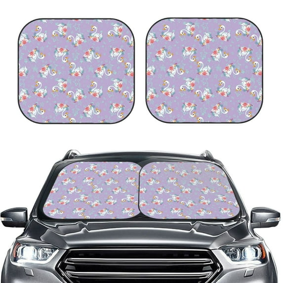 Picia Swan With Stars 2 Piece Car Windshield Sun Shade Foldable | Foldable Sun Shield for Front Window Blocks UV Rays and Keeps Your Vehicle Cool-Small