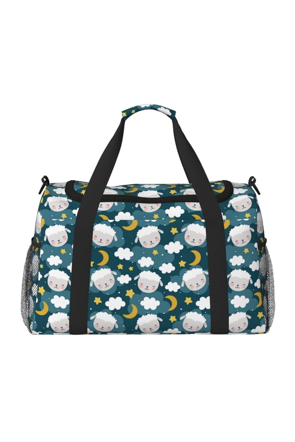 Sweet Dream Lamb Print Travel Duffle Bag,Weekender Bags for Women with Shoe Compartment, Gym Duffel Bag with Wet Pocket, Hospital Bags for Labor and Delivery