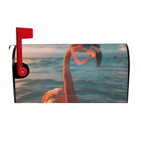 Picia Swimming Goggled Flamingo Magnetic Mailbox Cover Standard Size-25.5x21 in