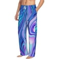 thumbnail image 1 of Picia Swirl Blue And Purple Mens Soft Woven Cotton Elastic Waistband Sleep Pajama Pant Lounge Sleep Pant With Pockets And Drawstring-Small, 1 of 9