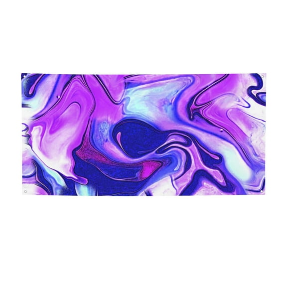 Picia Swirl Print Blue Purple1 Pattern Party Banner, Festive Decoration, Holiday Banner, Celebration Decor, Event Banner, Reusable Party Banner-Small