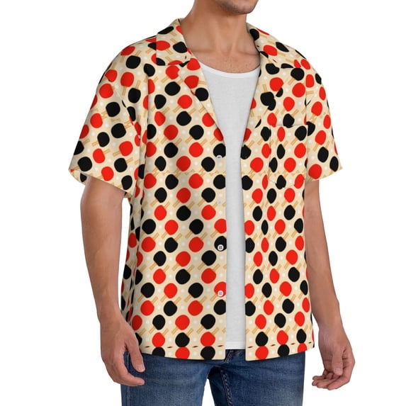 Picia Table Tennis Rackets Men's Linen Shirts Short Sleeve Cuban Beach Shirts Casual Shirts Button Down Shirt for Men Beach Summer Wedding Shirt-Small