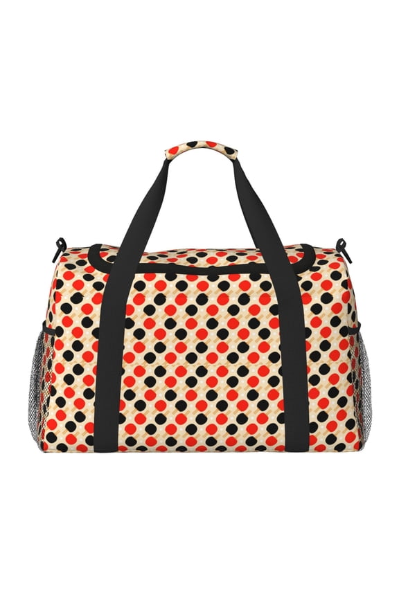 Table Tennis Rackets Print Travel Duffle Bag,Weekender Bags for Women with Shoe Compartment, Gym Duffel Bag with Wet Pocket, Hospital Bags for Labor and Delivery
