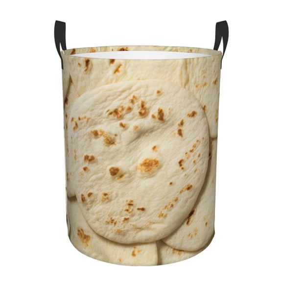 Picia Taco Tortillas Pattern Large Laundry Basket, Waterproof, Freestanding Laundry Hamper, Collapsible Tall Clothes Hamper with Extended Handles-Small