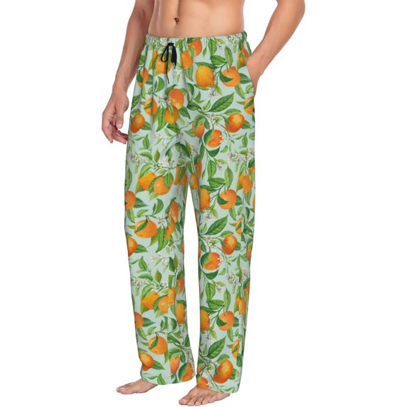 Picia Tangerine Mens Soft Woven Cotton Elastic Waistband Sleep Pajama Pant Lounge Sleep Pant With Pockets And Drawstring-Medium