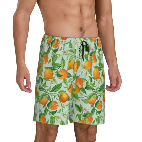 Picia Tangerine Pajama Shorts for Men, Men's Pajama Bottoms, Sleepwear,Short Pajama Pants-Small