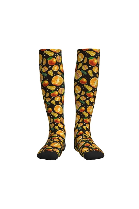 Tangerine Printed Sports Compression Socks - 15-20mmHg Graduated Compression, High-Performance Soft and Breathable Socks for Men and Women