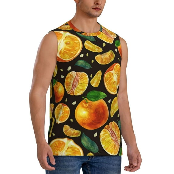Picia Tangerine mens Cotton Tank Undershirts , Moisture-wicking Ribbed Tanks, Lightweight Cotton Tank Undershirts-X-Large