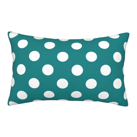 Picia Teal And White Polka Dot Pattern Plush Pillow Case – Soft and Cozy Cushion Cover, Hypoallergenic Throw Pillow Case for Home Decor-14"x20"