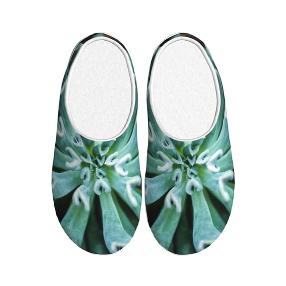 Picia Teal Cactus for Women's Lamb-hug Comfy Fleece House Slippers Memory Foam, Slip-on House Shoes Indoor Outdoor-44/45
