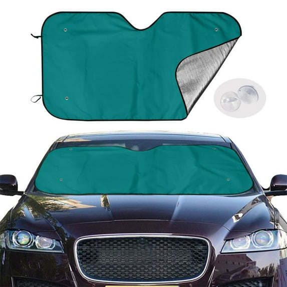 Picia Teal Curved Windshield Sunshade Accordion Folding Style Auto Shade for Car Truck SUV Van Blocks UV Ray Sun Visor Protector -Medium