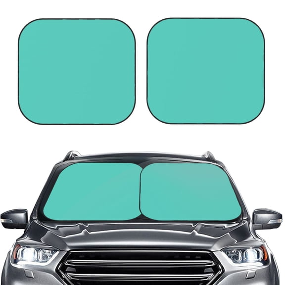 Picia Teal Turquoise 2 Piece Car Windshield Sun Shade Foldable | Foldable Sun Shield for Front Window Blocks UV Rays and Keeps Your Vehicle Cool-Medium