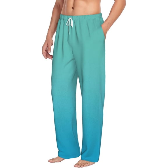 Picia Teal Turquoise Mens Soft Woven Cotton Elastic Waistband Sleep Pajama Pant Lounge Sleep Pant With Pockets And Drawstring-Medium