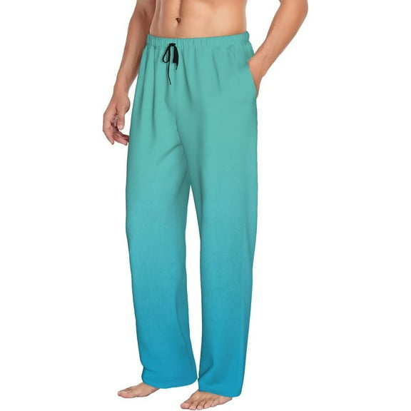 Picia Teal Turquoise Mens Soft Woven Cotton Elastic Waistband Sleep Pajama Pant Lounge Sleep Pant With Pockets And Drawstring-