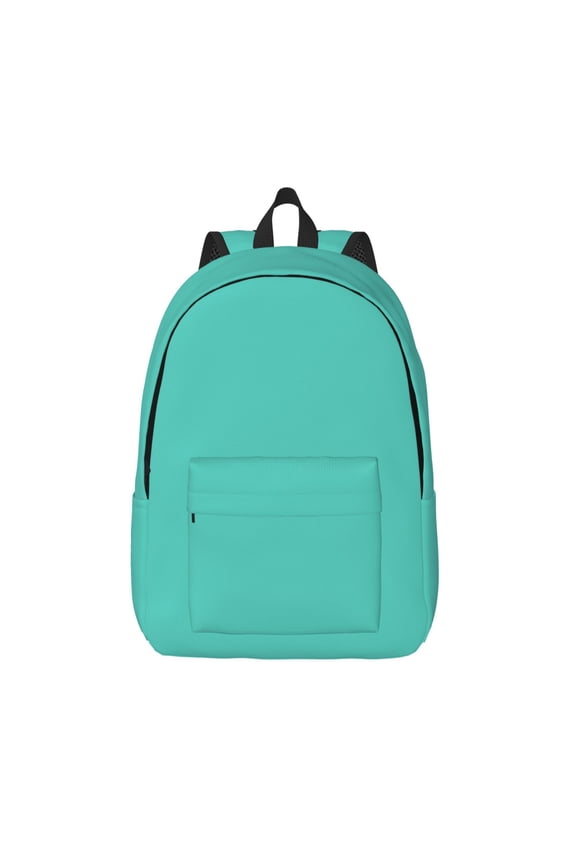 Teal Turquoise Printed Canvas Daypack - Stylish and Durable Vintage Compact Backpack - Class, Work, Travel, or Laptop Bookbag,Organized Compartments-Medium