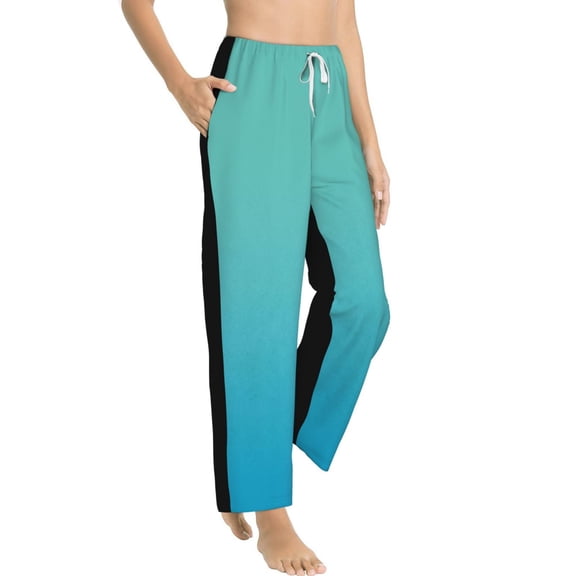 Picia Teal Turquoise Womens Soft Woven Cotton Elastic Waistband Sleep Pajama Pant Lounge Sleep Pant With Pockets And Drawstring-Large