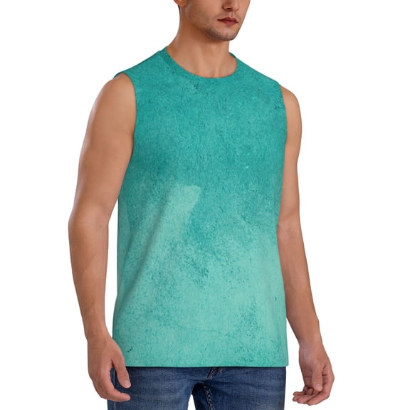 Picia Teal Turquoise1 mens Cotton Tank Undershirts , Moisture-wicking Ribbed Tanks, Lightweight Cotton Tank Undershirts-Small