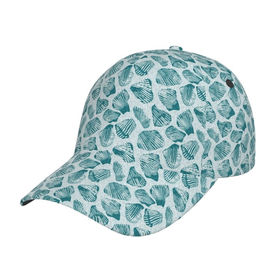 Picia Teal turquoise shell Pattern Trucker Low Profile Hat Men Women Baseball Cap Dad Hat Adjustable Unconstructed Plain Cap