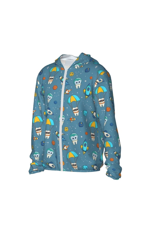 Teeth Cosmonaut Women's Men's UPF 50+ Sun Protection Hoodie Shirt Long Sleeve SPF Fishing Outdoor UV Hiking Lightweight Shirts-XX-Large