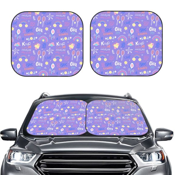 Picia Tennis 1 2 Piece Car Windshield Sun Shade Foldable | Foldable Sun Shield for Front Window Blocks UV Rays and Keeps Your Vehicle Cool-Medium