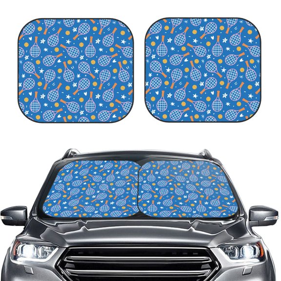 Picia Tennis 2 Piece Car Windshield Sun Shade Foldable | Foldable Sun Shield for Front Window Blocks UV Rays and Keeps Your Vehicle Cool-Small