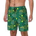 thumbnail image 1 of Picia Tennis Rackets and Balls pattern Mens Swim Trunks with Compression Liner Stretch Beach Shorts Quick Dry with Zipper Pockets No-Chafing Board Shorts-Large, 1 of 9