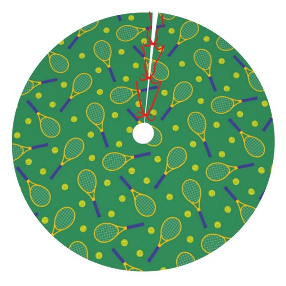 Picia Tennis Rockets And Balls Print Christmas Tree Skirt , Christmas Tree Skirt Ornaments for Merry Christmas Holiday Party Decorations Indoor Outdoor-30"