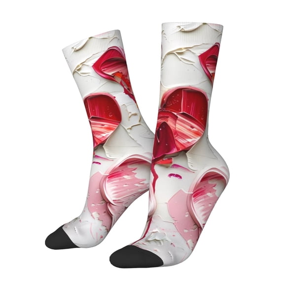 Picia Textured Heart Abstract Art Print Athletic Socks for Men & Women – Cushioned Moisture-Wicking Crew Socks for Sports, Running, and Training, Soft & Breathable Size 5-11