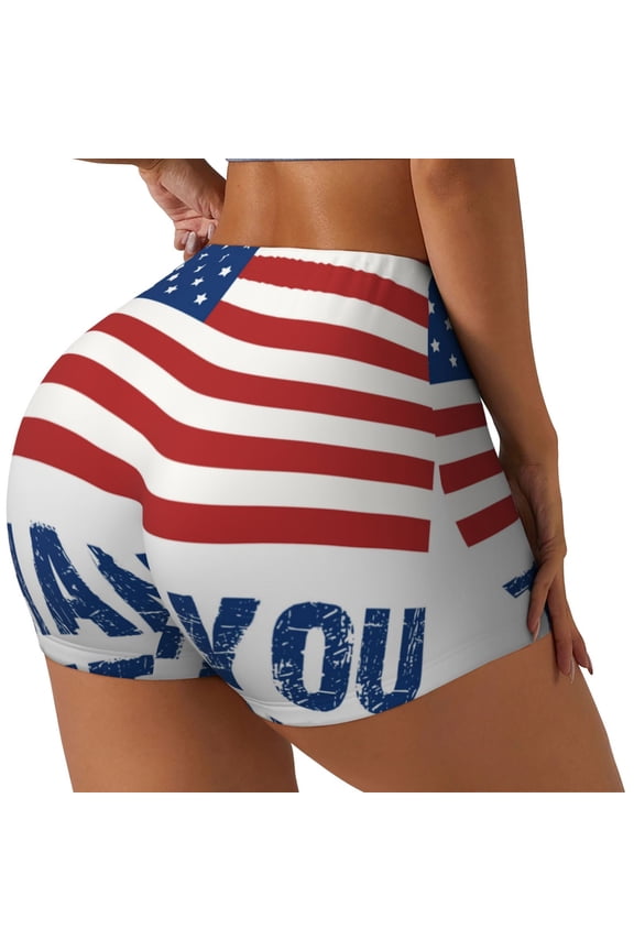 Thank You Veterans Printed Workout Shorts for Women Seamless Scrunch Butt Lifting High Waisted Yoga Gym Booty Running Moisture-wicking Short Pants-X-Large