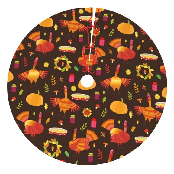 Picia Thanksgiving Turkey Print Christmas Tree Skirt , Christmas Tree Skirt Ornaments for Merry Christmas Holiday Party Decorations Indoor Outdoor-30"