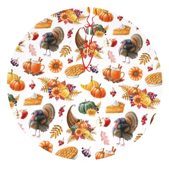 Picia Thanksgiving Turkeys 1 Print Christmas Tree Skirt , Christmas Tree Skirt Ornaments for Merry Christmas Holiday Party Decorations Indoor Outdoor-48"