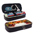 thumbnail image 1 of Picia Thanksgiving With Autumn Pattern Large Capacity PU Leather Pencil Case Organizer Pen Marker Holder Double Zipper Storage Bag Big Pencil Pouch for College Office, 1 of 6